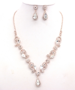 Rhinestone Necklace with Earrings NB300618 RGCL